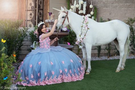 What a well behaved unicorn! Credit: @yanelysphotography | Unicorn Quinceañera Dress | Unicorn Dress | Unicorn Party | Unicorn theme Inspiration | Unicorn Sweet 16 | Quinceañeras Ideas, Muslim Wedding Dress Hijab Bride, Abby Hatcher, Quinceanera Pictures, Wedding Dress Hijab, Desiree Montoya, Quinceanera Stuff, Tulle Table Skirt, Unicorn Wedding