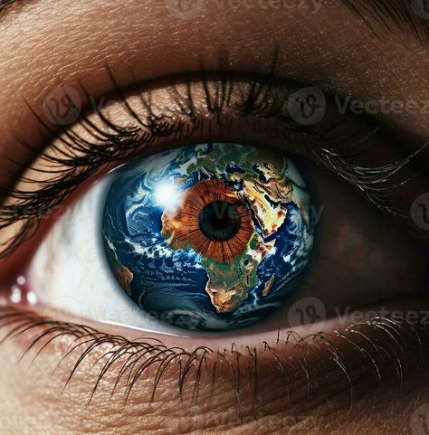 Persons eye with the earth inside the iris, nature stock photo Earth Eyes, Earth Vector, Iris Eye, Vector Game, Photo Photo, Photo Stock, Stardust, The Earth, Game Design