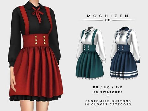 Suspenders Dress, Red Suspenders, Sims 4 Download, Dress Ruffles, Sims 4 Body Mods, Sims 4 Expansions, Sims 4 Dresses, The Sims 4 Download, Sims Four