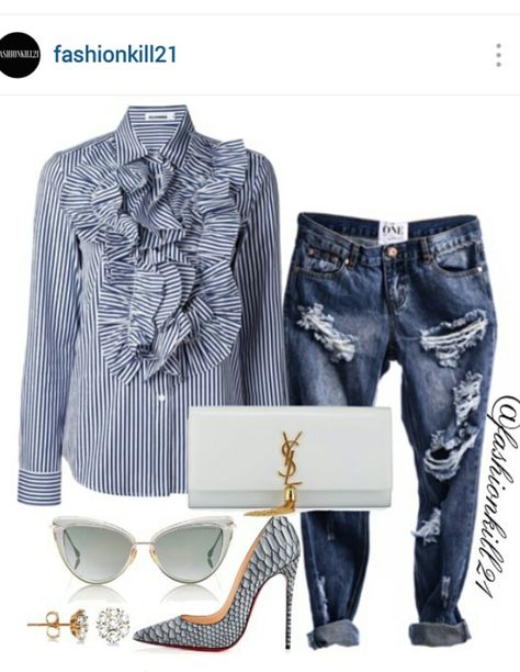 This outfit is a lifestyle must. Purse Ysl, Casual Outfits Polyvore, Fashion Skirts, Outfits Polyvore, Ysl Shoes, Jewelry Brooch, Classy Casual Outfits, Fashion Victim, Classy Casual