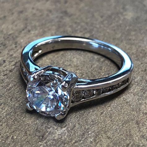 14K White Gold Tapered Channel Set Diamond Engagement Ring - $1749 Channel Set Diamond Engagement Ring, Accent Engagement Ring, Round Diamond Engagement Ring, Round Diamond Engagement Rings, Finger Rings, Channel Set, Diamond Engagement Ring, Round Diamond, Diamond Engagement