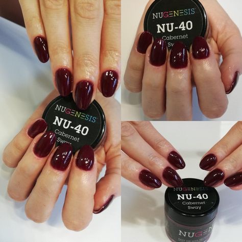 Fall Nail Colors Nugenesis, Deep Red Dip Powder Nails, Nugenesis Nails Colors, Nugenesis Dipping Powder Colors, Sns Ideas, Nails Sns, Fade Nails, French Fade Nails, Nail Dipping Powder Colors