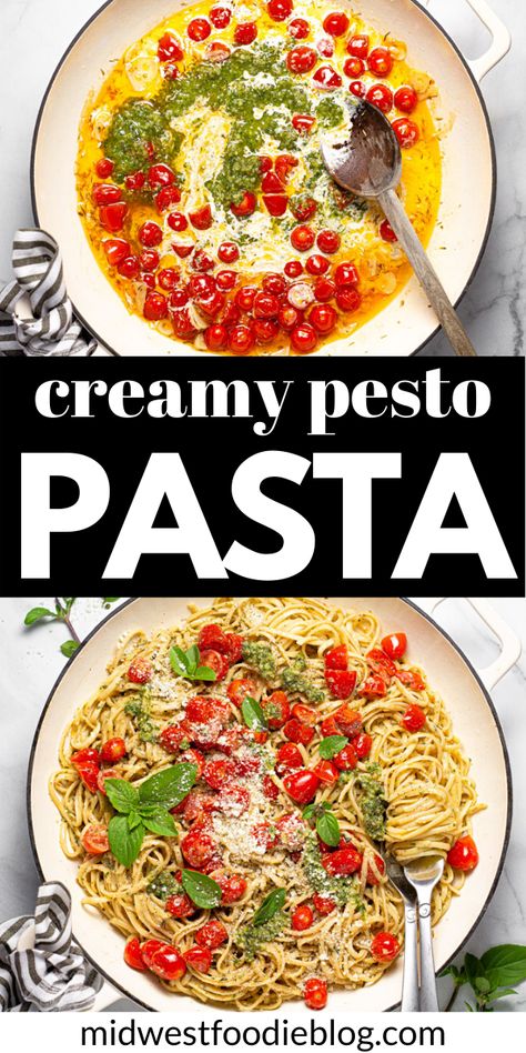 Easy Pasta Pesto Recipes, Pesto Pasta With Tomatoes And Mozzarella, Pasta Sauce With Pesto, Pasta With Pesto Cream Sauce, Pesto Cherry Tomato Pasta, Creamy Tomato Basil Pesto Pasta, Roasted Tomato Pesto Pasta, Pesto Caprese Pasta, Pesto Pasta Tomato