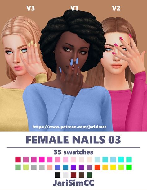 JariSimCC FingerNails Female 02 | Patreon Solid Colored Nails, The Sims 4 Nails, Sims 4 Cc Maxis, Sims 4 Cc Maxis Match, Sims 4 Nails, Sims 4 Male Clothes, Cc Folder, Sims 4 Bedroom, Sims 4 Cc Shoes