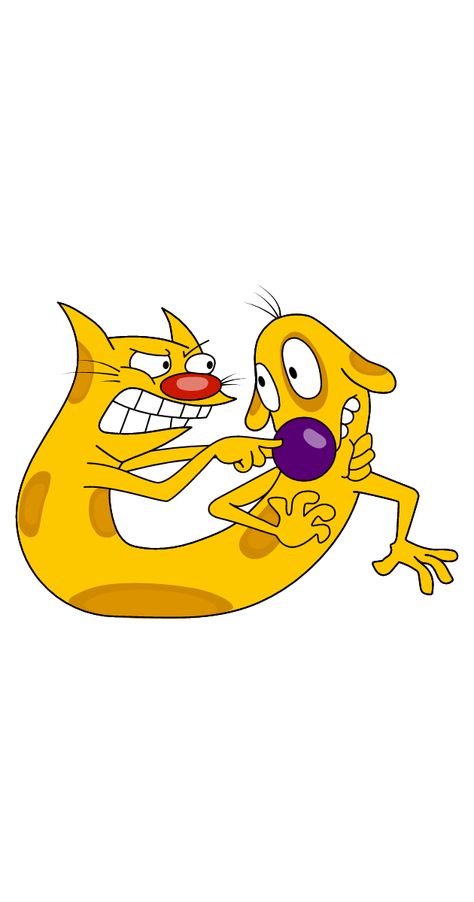 Yellow sticker with the cartoon character CatDog, where the Feline Сat is clearly dissatisfied with the behavior of the Canine Dog.. Original Cartoon Characters, Catdog Cartoon Drawing, Yellow Characters Cartoon, Catdog Cartoon Tattoo, 90s Cartoons Characters Drawings, Catdog Nickelodeon, Cat Dog Cartoon, Yellow Cartoon Characters, Yellow Characters