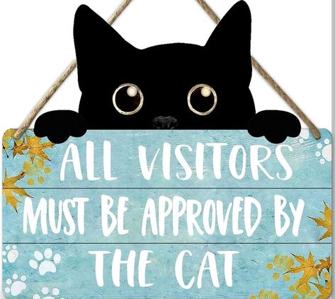 Funny Cat Signs, Black Cat Decor, Cat Wall Decor, Cat Sign, Cat Illustrations, Welcome Home Gifts, Pet Door, Picture Letters, Cat Signs