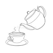 Tea is Pouring into a Cup from a Teapot. Kettle and Cup. Stock Vector - Illustration of kitchen, breakfast: 165828117 Tea Cups Sketch, Tea Pouring Drawing, Coffee Pouring Drawing, Tea Pot Pouring Into Tea Cup, Pouring Tea Tattoo, Teapot And Teacup Tattoo, Tea Pot And Cup Tattoo, Tea Kettle Drawing, Tea Kettle Tattoo