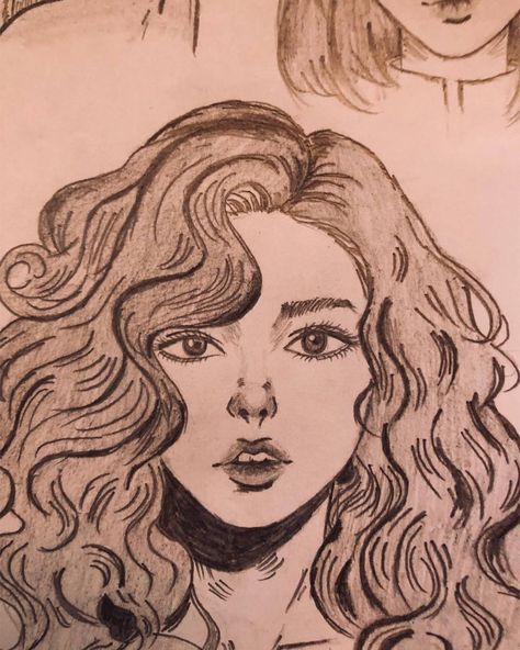 curly hair girl sketch #sketch #curlyhairsketch Curly Hair Girl Sketch, Curly Hair Girl Drawing, Curly Hair Sketch, Curly Hair Girl, Hair Illustration, Curly Hair Drawing, Hair Sketch, Face Sketch, Curly Girl Hairstyles