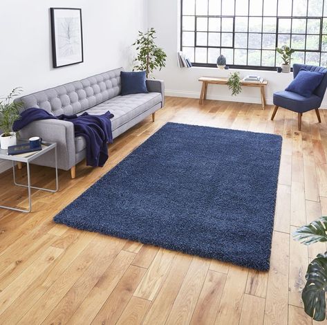 NEW: Sierra Dark Blue Rug, a soft modern shaggy area rug in blue (4 sizes) https://www.therugswarehouse.co.uk/blue-rugs/sierra-9000-dark-blue-rug.html #TheRugsWarehouse #London Dark Blue Rug, Room Visualizer, Deep Seat Cushions, Blue Sofa, Pillow Styling, Rich Color Palette, Rug Direct, Shaggy Rug, Grey Oak