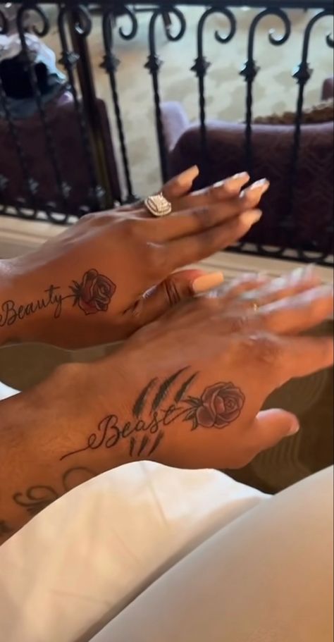 Matching Arm Tattoos Best Friends, Him And Hers Tattoos, Matching Tattoos For Best Friends Black Women, Matching Tats For Couples Black, Matching Boyfriend And Girlfriend Tattoo, Black Couples Matching Tattoos, Tattoo Ideas Boyfriend Girlfriend, Matching Tattoos For Boy Best Friends, Men Matching Tattoos