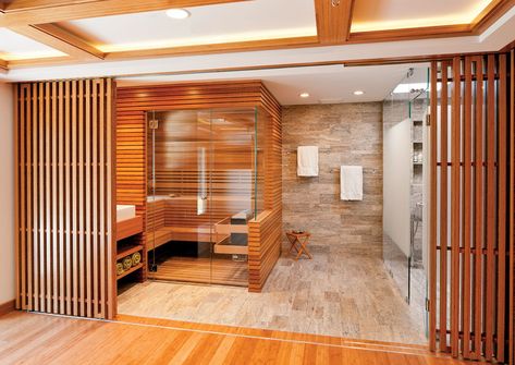 Spa, Wood, Glass, Wall