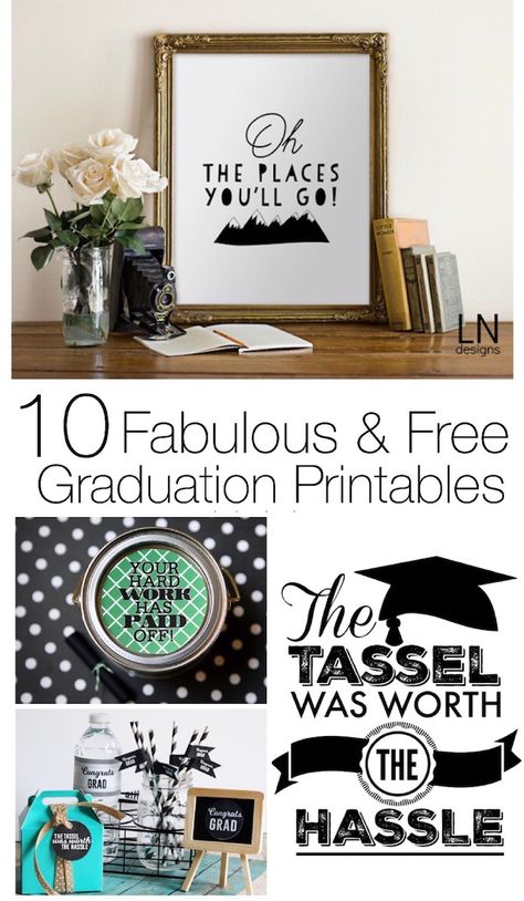 With these 15 fabulous free graduation printables you can find some easy ideas to put together a great party or invitation on a budget! Graduation Poster Boards, Graduation Printables, Senior Graduation Party, Graduation Party High, Graduation Poster, Gratis Printables, Graduation Party Diy, Graduation Party Planning, Graduation Party Themes