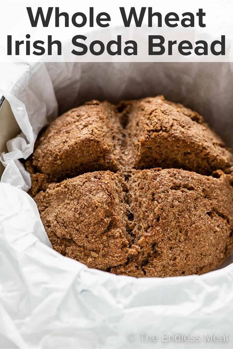 Easy Whole Wheat Irish Soda Bread - The Endless Meal® Whole Wheat Soda Bread, Whole Wheat Irish Soda Bread Recipe, Whole Wheat Bread Recipes, Farls Recipe, Irish Brown Bread, Relleno Casserole, Irish Foods, Fermented Bread, Irish Bread