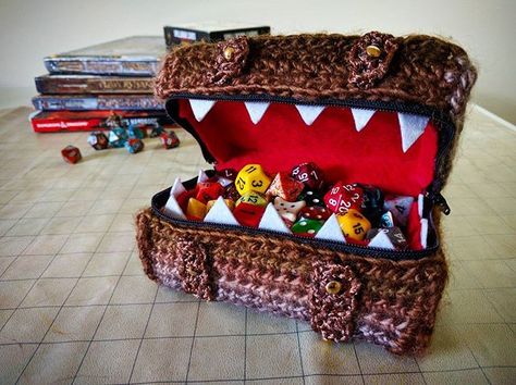 Mimic Monster, Dnd Monster, Unique Gift Box, Nerd Crafts, Crochet Monsters, Dice Box, Felt Pattern, Wool Projects, Crochet Fashion Patterns