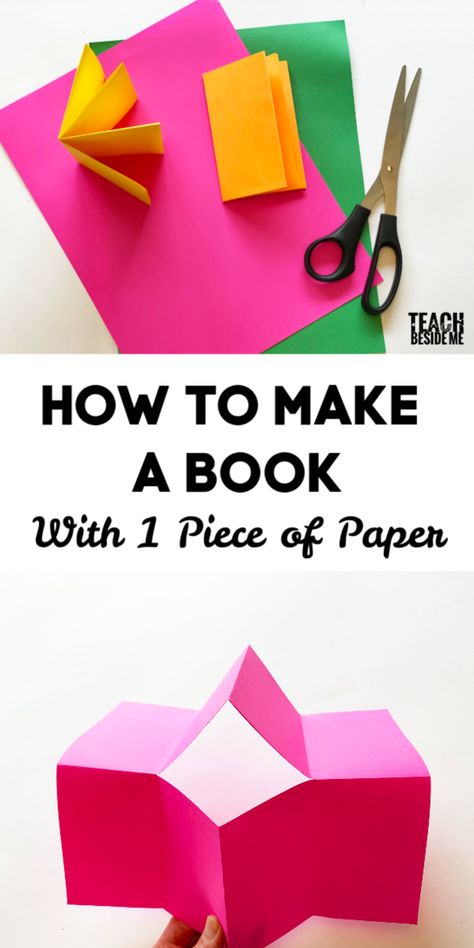 Make a simple homemade book with a single sheet of paper!  Kids love using these to create their own stories. #kidsactivity #crafts #craftsforkids #makeabook #books #boredombuster #kids #artsandcrafts #DIY #craft Homemade Books, Make A Book, Easy Books, Up Book, Book Folding, Paper Book, Handmade Books, Diy Book, Craft Paper