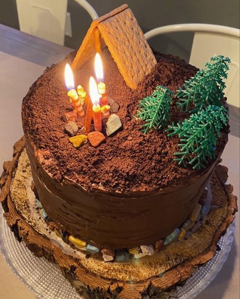 Camping Birthday Cake, Boy Scout Cake, Cakes For Teenagers, Camping Cake, Campfire Cake, Camping Cakes, Camping Theme Birthday, Birthday Cake Decorating Ideas, Camping Birthday Party