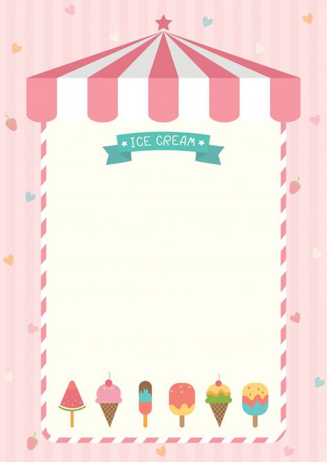 Cute ice cream menu template Premium Vector Ice Cream Template, Printable Ice Cream, Ice Cream Invitation, Ice Cream Background, Ice Cream Wallpaper, Ice Cream Party Theme, Ice Cream Menu, Today Is Monday, Cute Ice Cream