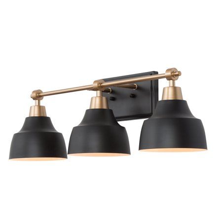 If you are looking for an ideal addition to decorate and brighten your modern bathroom or wall space, this 3-light modern black and gold bathroom vanity light will be the ideal choice to spruce up your home. With a perfect finishes combination of matte black and rose gold, a metallic bar finely holding three dome shades bring this wall sconces fixture a sense of modern style and sophistication. It will be an ideal art piece to bring a dash of definition and character to your bathroom vanity, bed Modern Contemporary Bathrooms, Bathroom Wall Lighting, Modern Contemporary Bathroom, Black And Gold Bathroom, Modern Vanity Lighting, Vanity Lights Bathroom, Vanity Light Bar, Sink Lights, Traditional Vanity