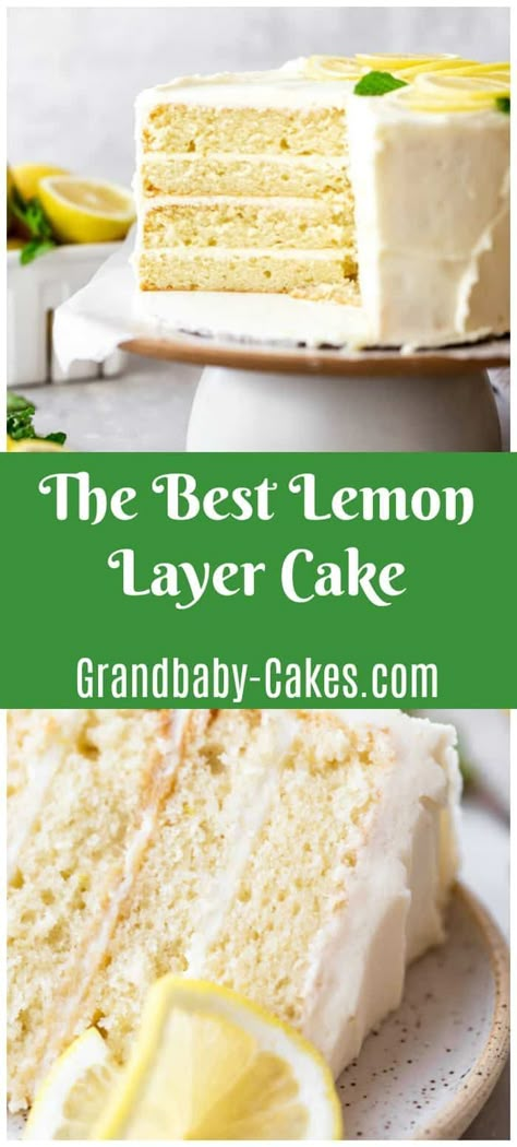 3 Layer Lemon Cake, Lemon Layer Cake Recipe, Lemon Layer Cake, Lemon Layer Cakes, Grandbaby Cakes, Lemon Cream Cheese Frosting, Lemon Cakes, Lemon Cream Cheese, Layer Cake Recipes