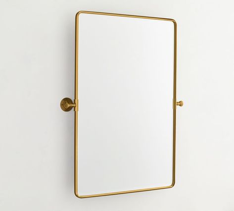 Vintage Pivot Wall Mirror | Pottery Barn Bp House, Mirror Pottery Barn, Mirror Pottery, Pivot Mirror, Bath Mirror, Small Entryways, How To Clean Mirrors, Brass Mirror, Kitchen Cabinet Hardware