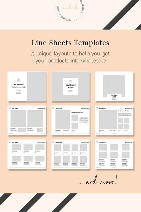 Easy-to-customize line sheet template with 15 unique layouts. Perfect for jewelry, fashion, or handmade goods. Just upload your own photos and text and you're ready to start selling wholesale! Product Sheet Design Layout, Line Sheet Template, Catalog Design Layout, Product Catalog Template, Line Sheet, Indesign Layout, Catalogue Layout, Fashion Layout, Shop Aesthetic