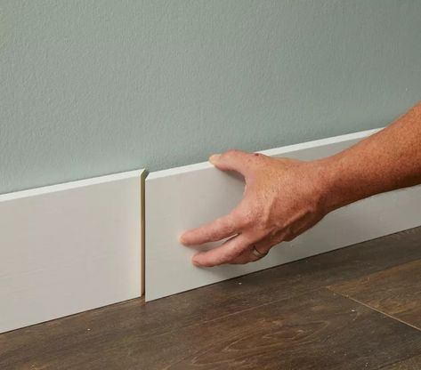 How to Install Baseboard Molding Baseboard Trim Hacks, Diy Baseboard Trim, Baseboard Installation Diy, Diy Trim Baseboards, Baseboards And Trim, Diy Baseboards, How To Install Baseboards, Mdf Trim, Base Shoe Molding