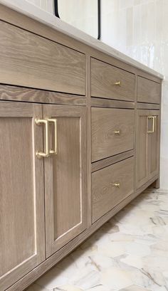 The Perfect Stain For Our White Oak Vanities — designwithbernice French Oak Stain, Briarsmoke Stain Cabinets, White Ash Cabinets, Pickling White Wood Stain, Perfect White Oak Stain, Island Stain Colors, Aged Barrel Stain On White Oak, Weathered Oak Stain On White Oak, How To Make Pine Look Like White Oak