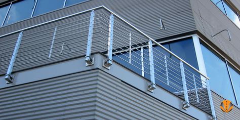 Viva Railings | Boeing NEDC- Evertt, WA Rod Railing, Stainless Steel Staircase, 20x30 House Plans, Balustrade Design, Balcony Glass Design, Stainless Steel Balustrade, Stainless Steel Cable Railing, Steel Balustrade, Glass Railing System