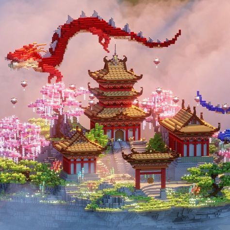 2,279 Likes, 15 Comments - AstonicMC (@astonicmc) on Instagram: “Amazing Japanese Temple Build! 😍⠀ Credit: Kryppt ❤️⠀ Render by: ManoLiech 💯 ⠀ Follow @astonicmc for…” Chinese Dragon Minecraft, Japanese Dragon Minecraft, Naruto Minecraft Builds, Cherry Blossom Temple Minecraft, Chinese Temple Minecraft, Japanese Inspired Minecraft Builds, Japan Minecraft Builds, Chinese Minecraft Builds, Japanese Builds Minecraft