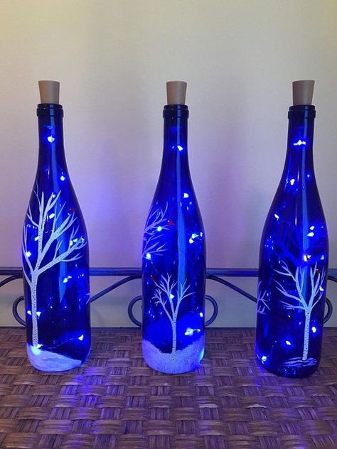 Beer bottle art and craft Beer bottle crafts with lights Glass bottle garden ideas plastic bottle garden ideas#bottle_art_with_tissue_paper #bottle_artist #bottle_art #bottle_art #bottle_art_yellow #bottle_art_youtube #bottle_yard_art Diy Wine Bottle Crafts, Wine Bottle Crafts Christmas, Diy Wine Bottle, Wine Flask, Wine Bottle Project, Blue Wine Bottles, Blue Glass Bottles, Bottle Ideas, Christmas Wine Bottles