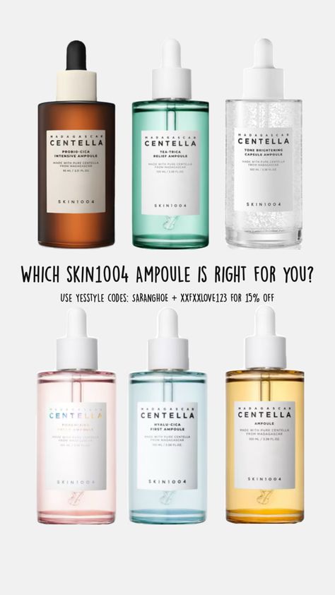 Which skin1004 Ampoule is right for you? Use Yesstyle codes: SARANGHOE + XXFXXLOVE123 for 15% off Skin 1004, Skin Care Basics, Health Hygiene, Stay Young, Beauty Skin Care Routine, Bullet Journal Ideas Pages, Facial Cleansing, Young And Beautiful, K Beauty