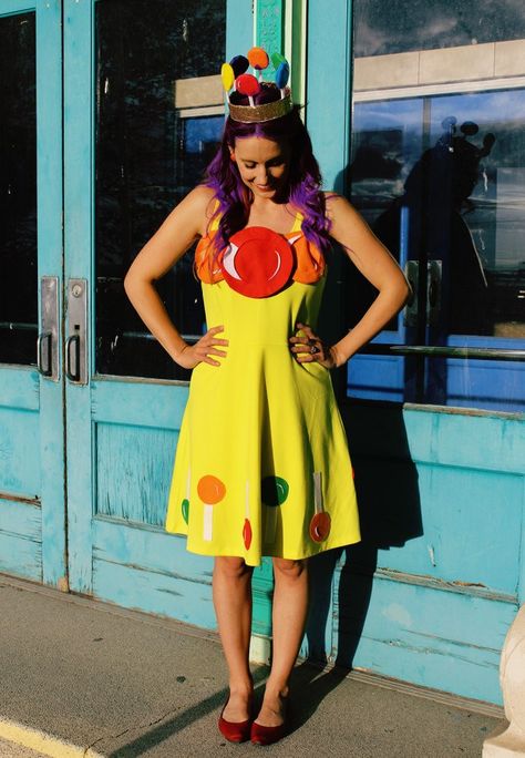 DIY Vintage Princess Lolly Costume | A Joyful Riot Candyland Halloween Costume Diy, Diy Candyland Costume, Candy Costumes Diy, Princess Lollipop Costume, Princess Lolly Costume Diy, Princess Lolly Costume, Candyland Homecoming, Candyland Womens Costume, Princess Lolly Candyland