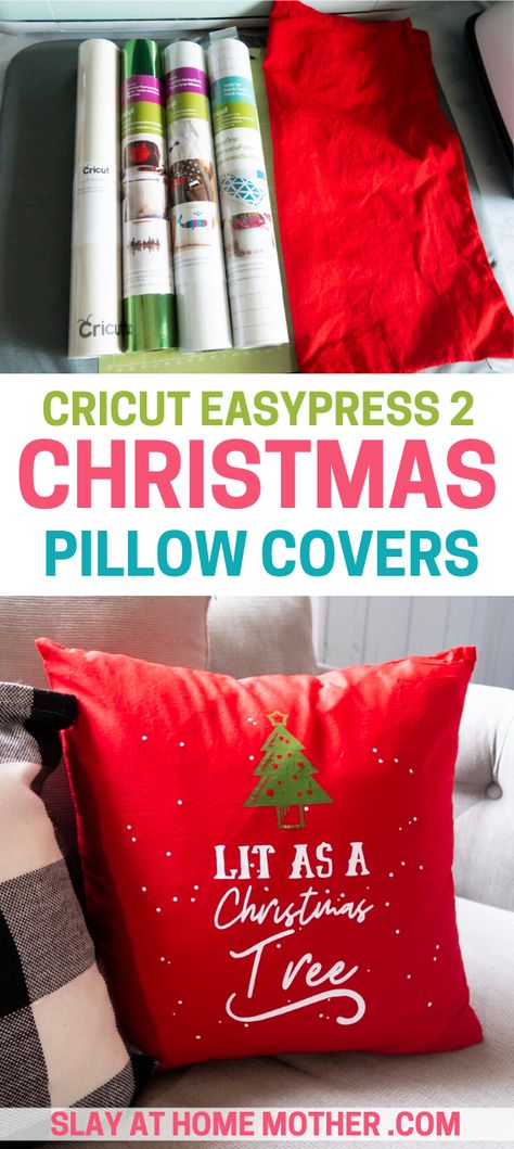 Christmas Cushions Ideas Cricut, Christmas Cushions Ideas, Diy Christmas Pillow Covers, Best Cricut Machine, Holiday Pillow Covers, Cushions Ideas, Cricut Press, Christmas Pillows Diy, Make Your Own Pillow