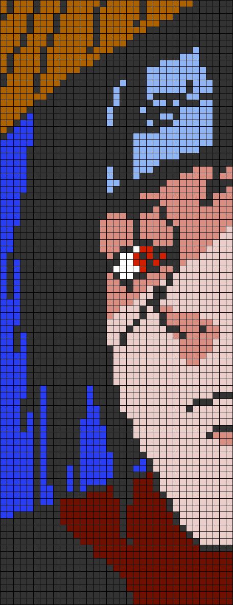 Alpha pattern #169803 | BraceletBook Itachi Pixel Art, Manga Itachi, Pixel Blanket, Crochet Idea, Crochet Blocks, Crochet Inspo, Alpha Pattern, Alpha Patterns, Itachi Uchiha