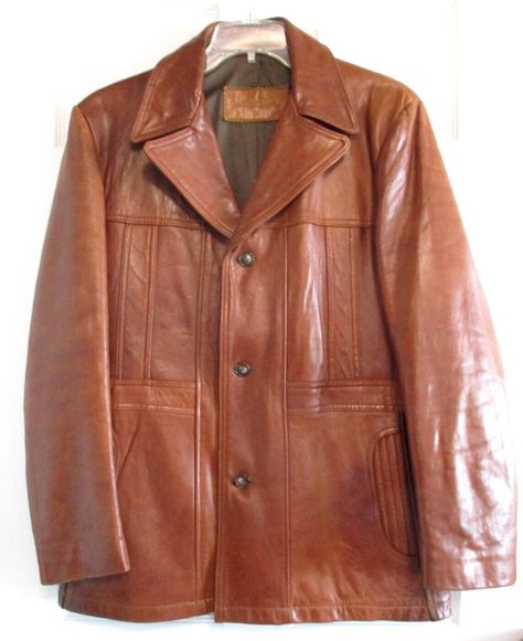 Vintage 1970s William Barry Jacket Mens Brown Leather size 44 Made USA Blazer 1970s Leather Jacket, 1970s Accessories, 70s Fashion Men, Madewell Fall, 1940s Mens Fashion, Brown Jacket Men, 80s Blazer, Seventies Fashion, Vintage Mens Fashion