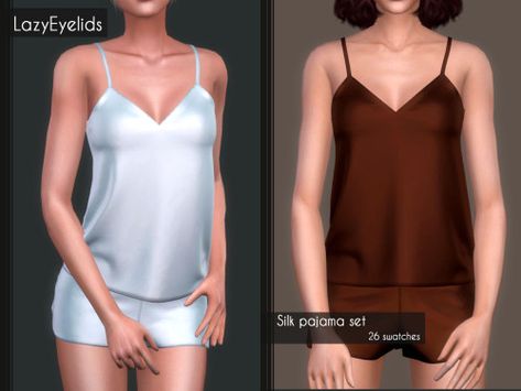 Clothing, Female Clothing: Silk Pajama Set – LazyEyelids.  -New mesh -All LODs -Custom normal and shadow map -HQ compabitible     The post Silk Pajama Set at LazyEyelids appeared first on Lana CC Finds - Sims 4 CC, Hair, Worlds, Cheats, Guides, Mods Sssvitlas. Silk Pjs, Sims 4 Cc Kids Clothing, Sims 4 Game Mods, Sims 4 Teen, Sims 4 Dresses, Silk Pajama, Sims4 Clothes, Sims 4 Collections, Sims 4 Mods Clothes