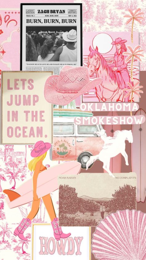 Coastal Cowgirl Collage, Pink Coastal Cowgirl, Cowgirl Collage, Pink Coastal, Coastal Cowgirl, Wallpaper Backgrounds, Collage, Pink, Art