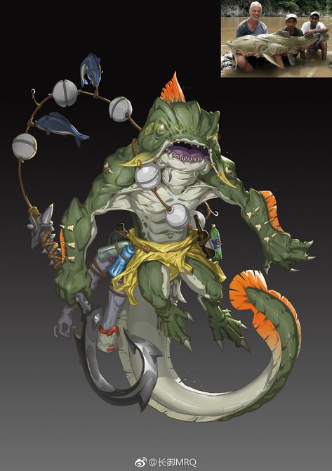 ArtStation - Goonch Catfish, changyu Q Ocean Monsters, Myths & Monsters, Beast Creature, Creature Artwork, Monster Concept Art, Fantasy Races, D&d Dungeons And Dragons, Sea Monsters, Weird Creatures