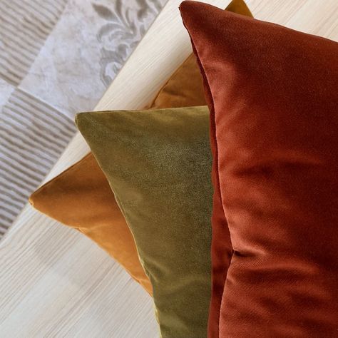 Fall Velvet Pillow Cover Any Size Luxury Velvet Throw Pillow - Etsy Throw Pillows Fall Colors, Terracotta Pillows, Fall Living Room Decor Warm Colors, Olive Green Couches, Olive Living Rooms, Brown Sofa Living Room, Downstairs Bedroom, Fall Pillow, Fall Living Room Decor