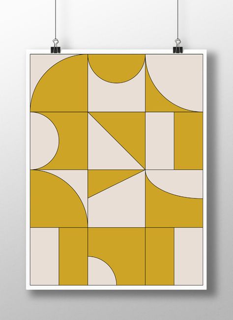 Art On Yellow Wall, Yellow Pattern Design, Simple Yellow Abstract Art, Yellow Artwork Abstract, Yellow Nursery Decor, Yellow Geometric Pattern, Baby Boy Art, Minimalist Retro, Artwork Poster