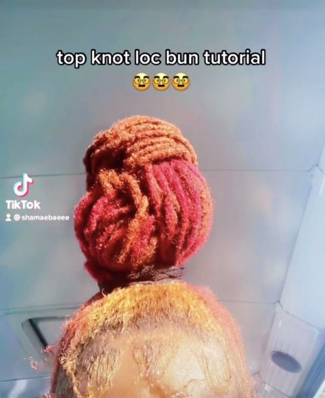 Top Knot Loc Bun, Top Knot Bun With Locs, Messy Locs Hairstyles, How To Do Dreadlocks, Dyed Locs, Loc Bun, Dreads Hairstyles, Mens Hairstyles Curly, Dread Locks