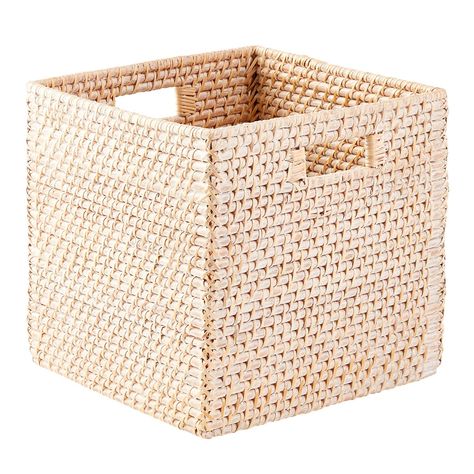 Rattan Storage Cube with Handles | The Container Store Toy Storage Cubes, Home Organizers, Fabric Storage Cubes, Rattan Storage, Storage Cubes, Storage Cube, Decorative Storage Boxes, Upcycle Decor, Integrated Handles