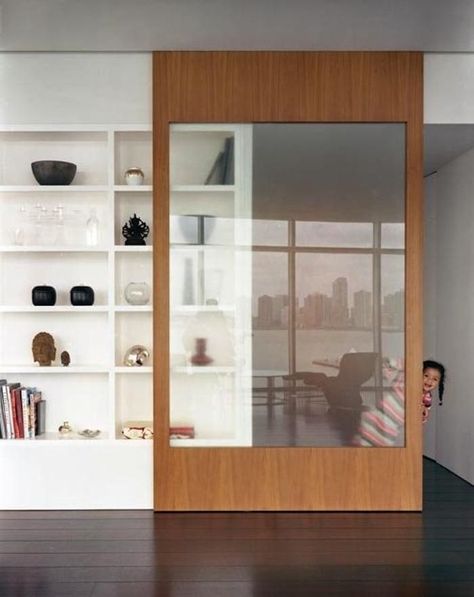 How Partitions Create More Space Bookcase Door, Cabinet Fronts, Design Del Prodotto, Interior Barn Doors, Cool Ideas, Barn Doors Sliding, Interior Door, Glass Doors, Sliding Door