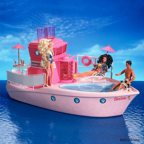 Barbie yacht... I also had this. It made drinks! Barbie Cruise Ship, Barbie Boat, Barbie Vehicles, Barbie Slay, Barbie Van, Dreamhouse Barbie, Barbie Land, Barbie Beach, Barbie Playsets