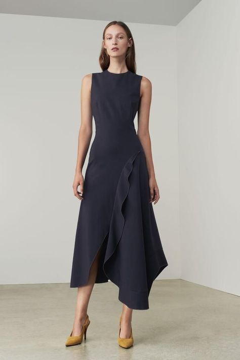 Designer Dresses | Elegant Tailored Dresses | Victoria Beckham Victoria Beckham Wedding Dress, Asymmetric Ruffle Dress, Ruffles Skirt, Victoria Beckham Outfits, Victoria Beckham Dress, Victoria Beckham Style, Asymmetrical Skirt, Ruffle Dress, Victoria Beckham