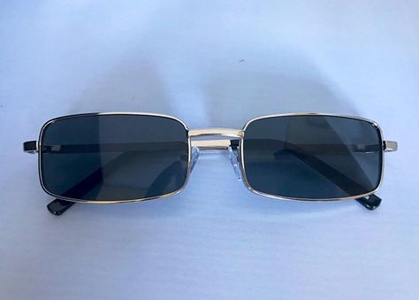 Vintage 90's Rectangle Grunge Sunglasses 90s Rectangle Sunglasses, Vintage Rectangle Sunglasses, 90s Sunglasses Vintage, Grunge Sunglasses, Rectangle Frame Sunglasses, Sunglasses 90s, Gray Sunglasses, 90s Sunglasses, Small Sunglasses