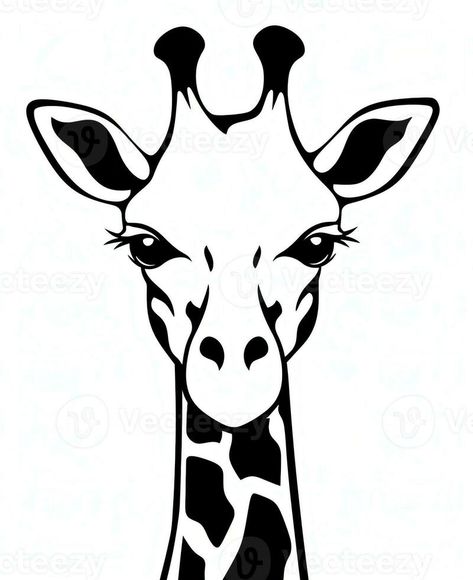 a black and white drawing of a giraffe's head. Generative AI Giraffe Wood Burning, Giraffe Pen Drawing, Giraffe Clipart Black And White, Giraffe Head Drawing, Giraffe Art Drawing, Giraffe Drawings, Giraffe Stencil, Giraffe Black And White, Giraffe Clip Art