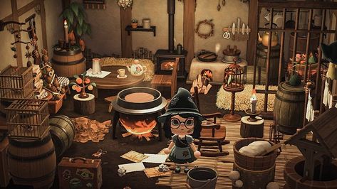 Town Acnh, Acnh Aesthetics, Animal Crossing Inspiration, Acnh Interior, Acnh House, Double Double Toil And Trouble, Witchy Kitchen, Acnh Inspiration, Witchy Room