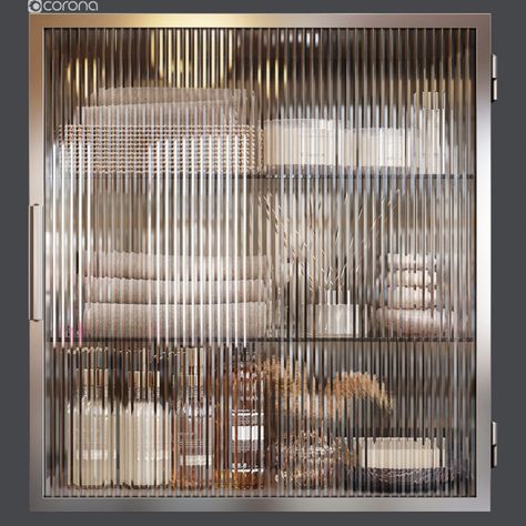 Reeded Glass Wall, Glass Wall Cabinet, Reeded Glass, Wall Cabinet, Tv Cabinets, Model Homes, Glass Wall, Interior Spaces, Home Fragrances