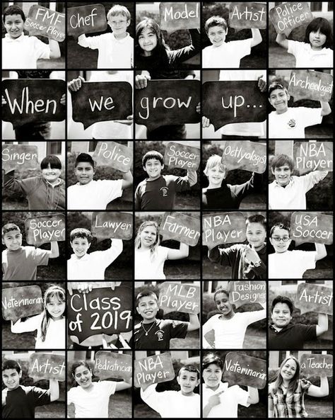 When We Grow Up… | Community Post: 15 Awesome Classroom Ideas For Teachers Retirement Photo Collage Ideas, Yearbook Layouts, School Auction, Class Pictures, Classroom Fun, Beginning Of School, Future Classroom, Teaching Classroom, School Counseling